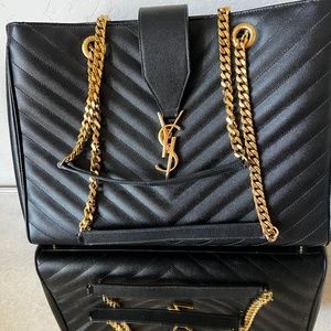 YSL Saint Laurent Chevron Leather Shopping